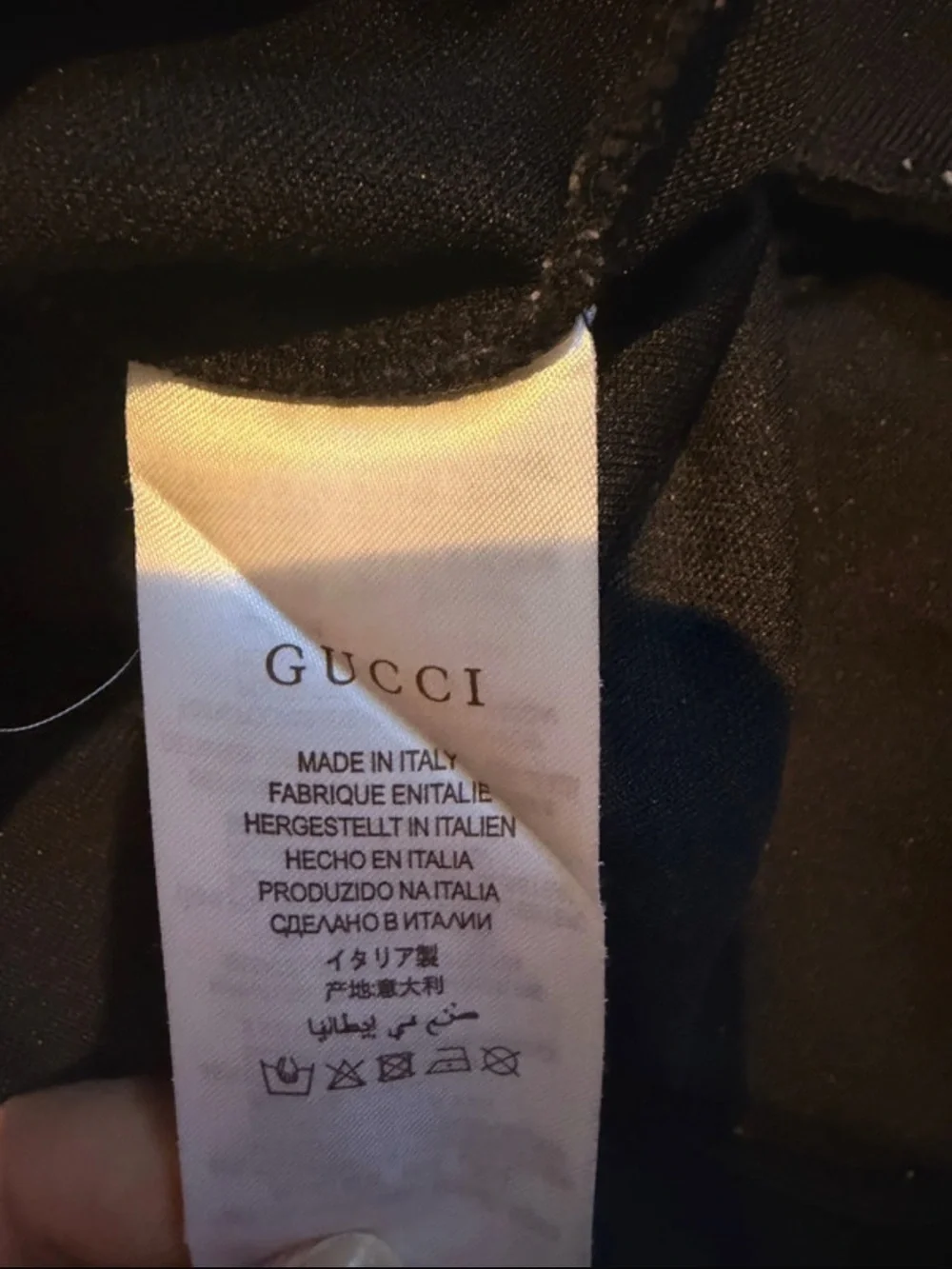 Gucci Navy Hoodie with Cream Sleeves and Red & Blue Stripes